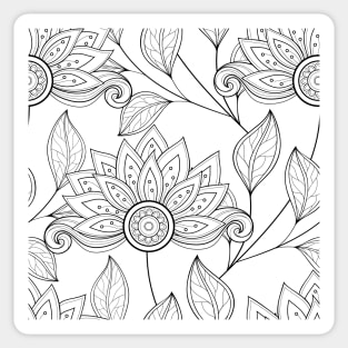 Non Colored Pattern with Floral Motifs Sticker